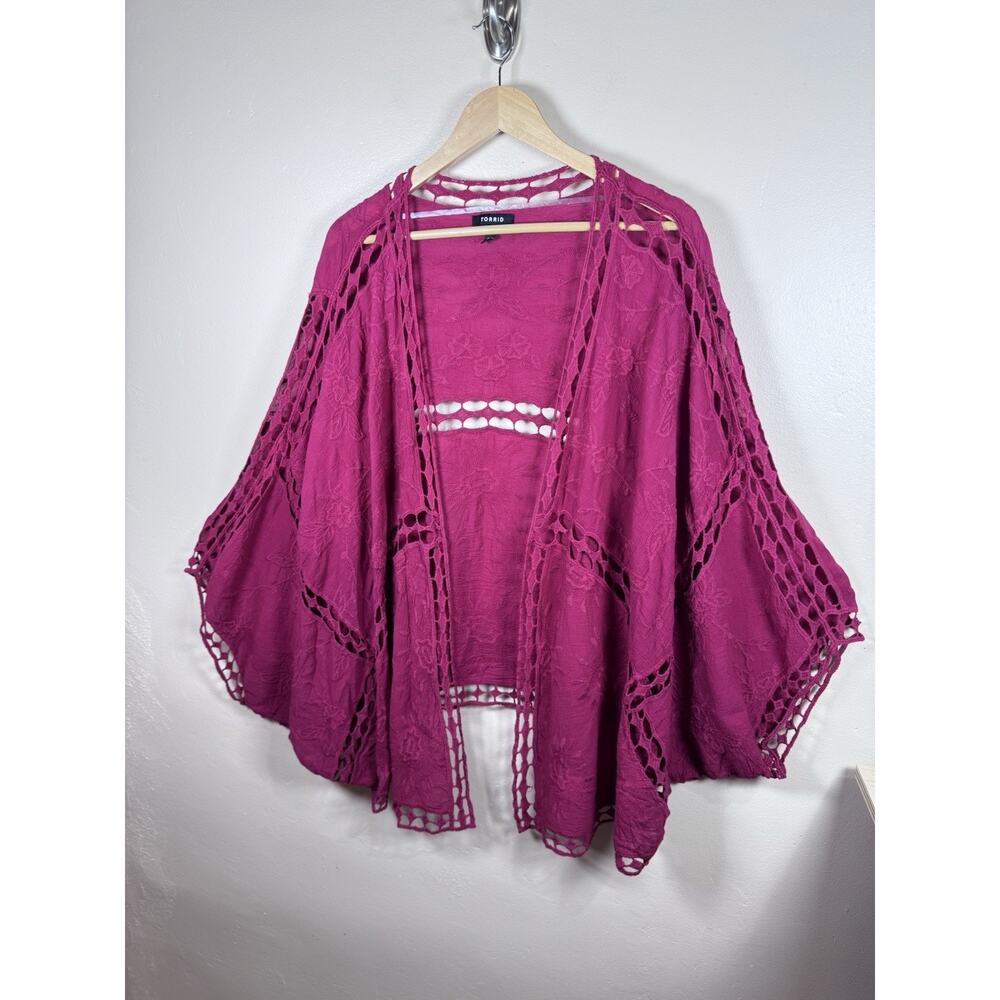 Torrid Womens Kimono Crochet Lace Embroidered 100% Cotton Beach Boho 5/6 - Picture 3 of 13